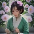 探花视频高级编辑苏晚在图书馆查阅资料的工作照，神情专注